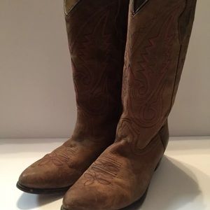 Smokey mountain tan and pink cowboy leather boots8
